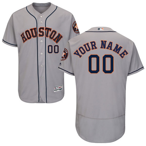 Men's Majestic Houston Astros Customized Grey Road Flex Base Authentic Collection MLB Jersey