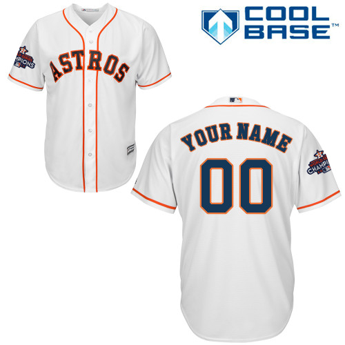 Men's Majestic Houston Astros Customized Replica White Home 2017 World Series Champions Cool Base MLB Jersey