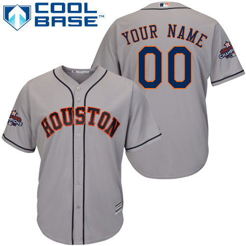 Youth Majestic Houston Astros Customized Authentic Grey Road 2017 World Series Champions Cool Base MLB Jersey