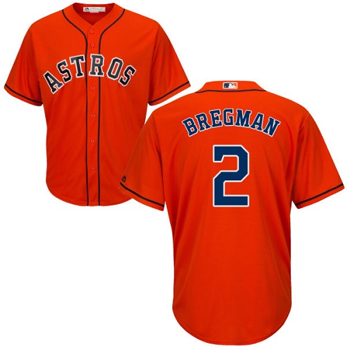 Youth Majestic Houston Astros #2 Alex Bregman Authentic Orange Alternate Cool Base MLB Jersey