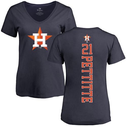 MLB Women's Nike Houston Astros #21 Andy Pettitte Navy Blue Backer T-Shirt