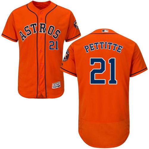 Men's Majestic Houston Astros #21 Andy Pettitte Orange Alternate Flex Base Authentic Collection MLB Jersey