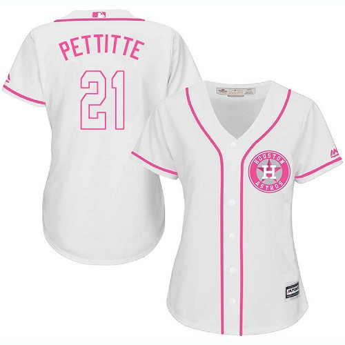 Women's Majestic Houston Astros #21 Andy Pettitte Authentic White Fashion Cool Base MLB Jersey