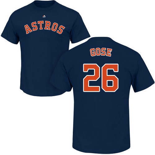 MLB Nike Houston Astros #26 Anthony Gose Navy Blue Name & Number T-Shirt