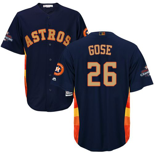 Youth Majestic Houston Astros #26 Anthony Gose Authentic Navy Blue Alternate 2018 Gold Program Cool Base MLB Jersey