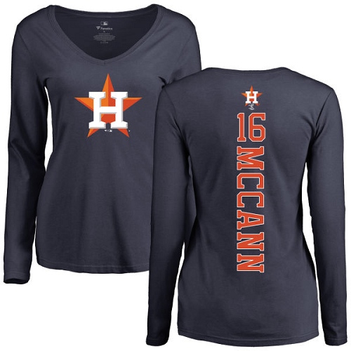 MLB Women's Nike Houston Astros #16 Brian McCann Navy Blue Backer Long Sleeve T-Shirt