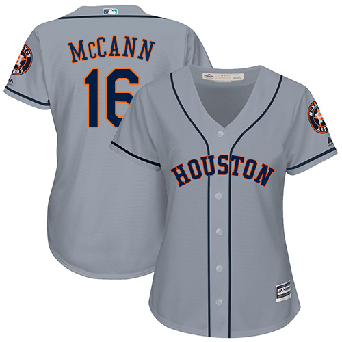 Women's Majestic Houston Astros #16 Brian McCann Authentic Grey Road Cool Base MLB Jersey