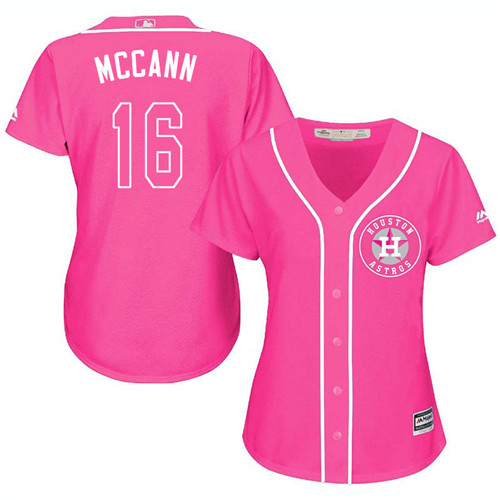 Women's Majestic Houston Astros #16 Brian McCann Authentic Pink Fashion Cool Base MLB Jersey