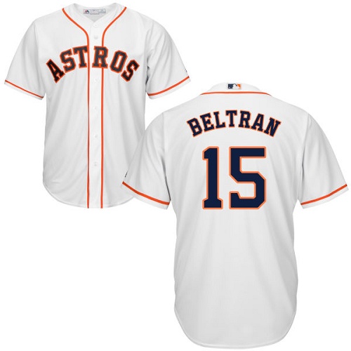 Youth Majestic Houston Astros #15 Carlos Beltran Authentic White Home Cool Base MLB Jersey
