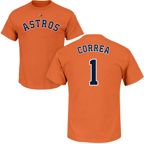 MLB Nike Houston Astros #1 Carlos Correa Orange Name & Number T-Shirt