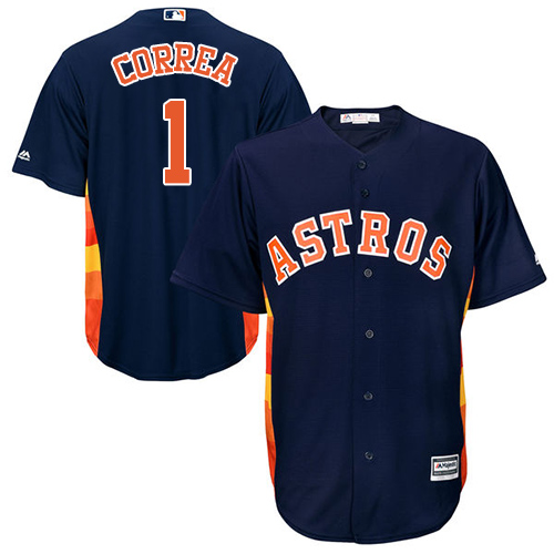 Men's Majestic Houston Astros #1 Carlos Correa Replica Navy Blue Alternate Cool Base MLB Jersey