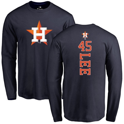 MLB Nike Houston Astros #45 Carlos Lee Navy Blue Backer Long Sleeve T-Shirt