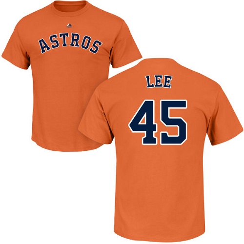 MLB Nike Houston Astros #45 Carlos Lee Orange Name & Number T-Shirt