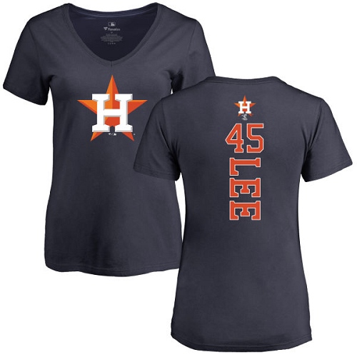 MLB Women's Nike Houston Astros #45 Carlos Lee Navy Blue Backer T-Shirt