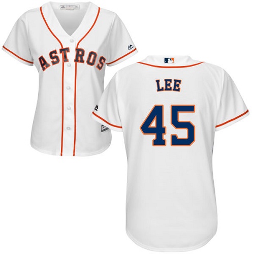 Women's Majestic Houston Astros #45 Carlos Lee Authentic White Home Cool Base MLB Jersey