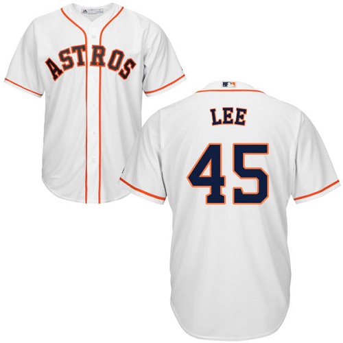 Youth Majestic Houston Astros #45 Carlos Lee Authentic White Home Cool Base MLB Jersey
