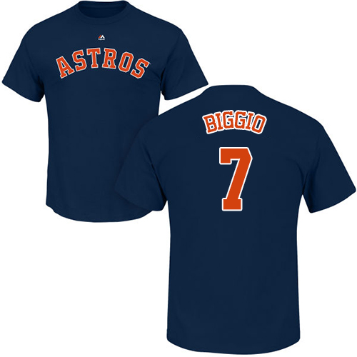 MLB Nike Houston Astros #7 Craig Biggio Navy Blue Name & Number T-Shirt