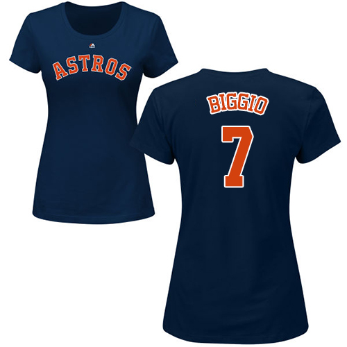 MLB Women's Nike Houston Astros #7 Craig Biggio Navy Blue Name & Number T-Shirt