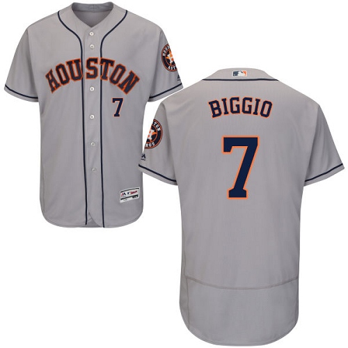 Men's Majestic Houston Astros #7 Craig Biggio Grey Road Flex Base Authentic Collection MLB Jersey