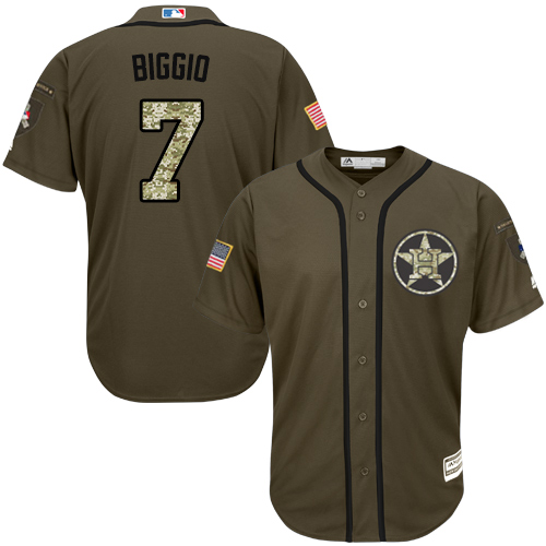 Youth Majestic Houston Astros #7 Craig Biggio Authentic Green Salute to Service MLB Jersey