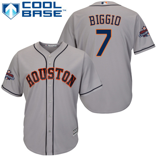 Youth Majestic Houston Astros #7 Craig Biggio Authentic Grey Road 2017 World Series Champions Cool Base MLB Jersey
