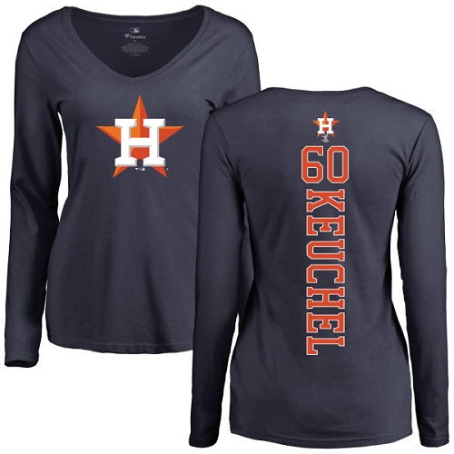 MLB Women's Nike Houston Astros #60 Dallas Keuchel Navy Blue Backer Long Sleeve T-Shirt