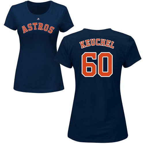 MLB Women's Nike Houston Astros #60 Dallas Keuchel Navy Blue Name & Number T-Shirt