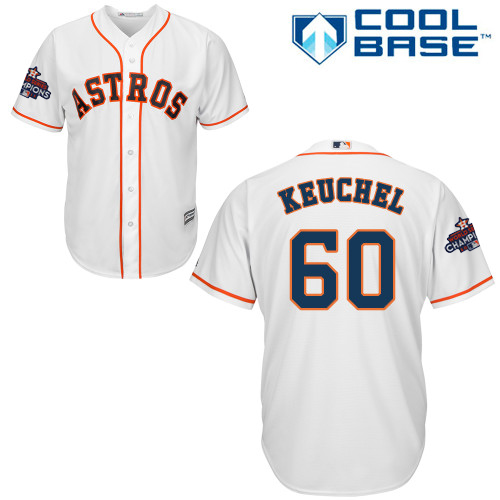 Youth Majestic Houston Astros #60 Dallas Keuchel Authentic White Home 2017 World Series Champions Cool Base MLB Jersey