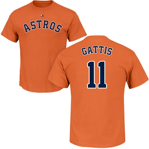 MLB Nike Houston Astros #11 Evan Gattis Orange Name & Number T-Shirt
