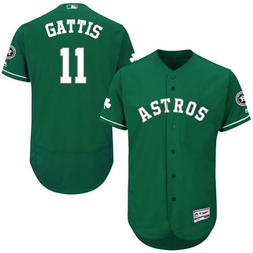 Men's Majestic Houston Astros #11 Evan Gattis Green Celtic Flexbase Authentic Collection MLB Jersey