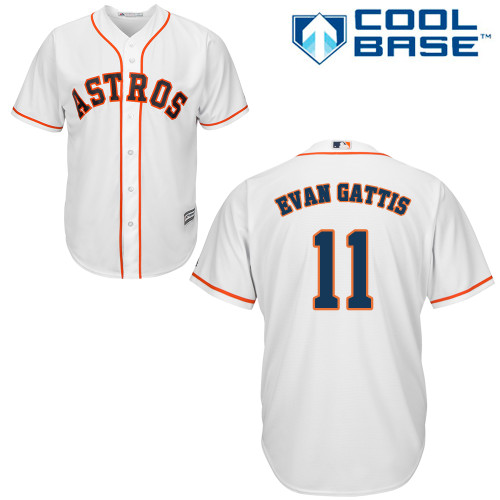 Men's Majestic Houston Astros #11 Evan Gattis Replica White Home Cool Base MLB Jersey