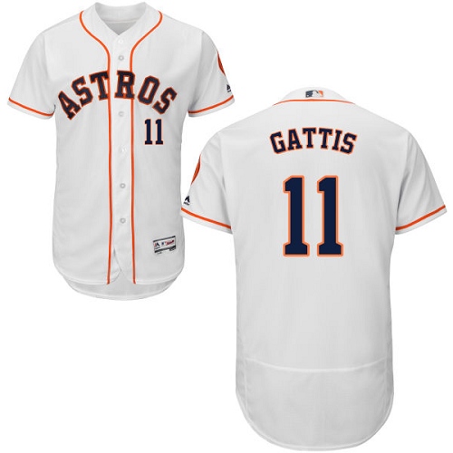 Men's Majestic Houston Astros #11 Evan Gattis White Home Flex Base Authentic Collection MLB Jersey