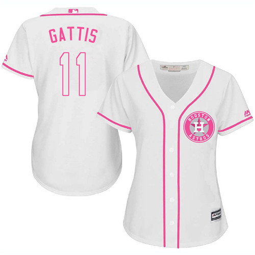 Women's Majestic Houston Astros #11 Evan Gattis Authentic White Fashion Cool Base MLB Jersey