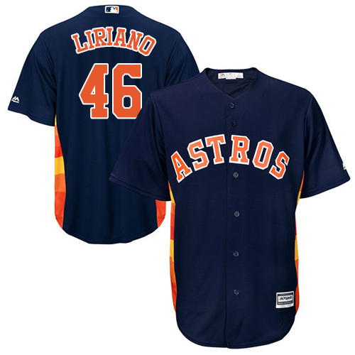 Men's Majestic Houston Astros #46 Francisco Liriano Replica Navy Blue Alternate Cool Base MLB Jersey