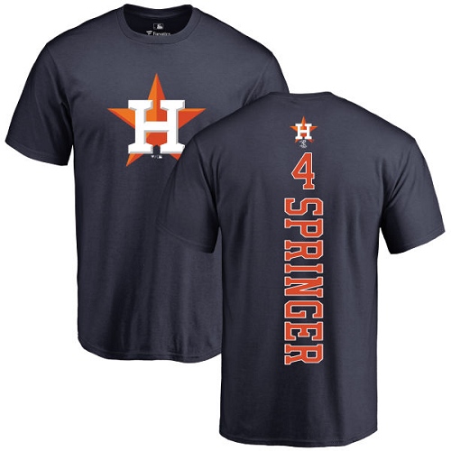 MLB Nike Houston Astros #4 George Springer Navy Blue Backer T-Shirt