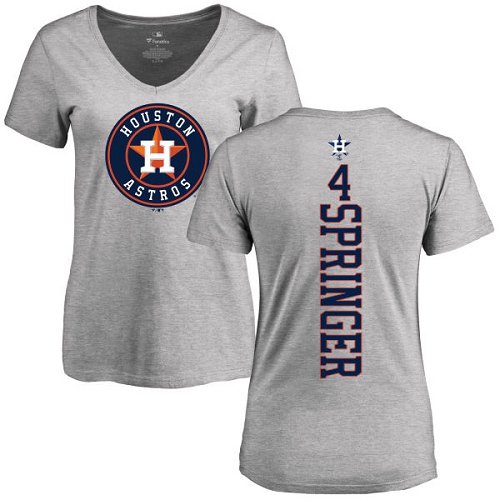 MLB Women's Nike Houston Astros #4 George Springer Ash Backer T-Shirt