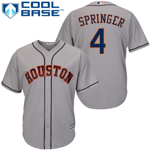 Men's Majestic Houston Astros #4 George Springer Replica Grey Road Cool Base MLB Jersey