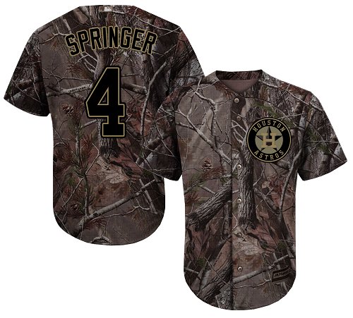 Youth Majestic Houston Astros #4 George Springer Authentic Camo Realtree Collection Flex Base MLB Jersey