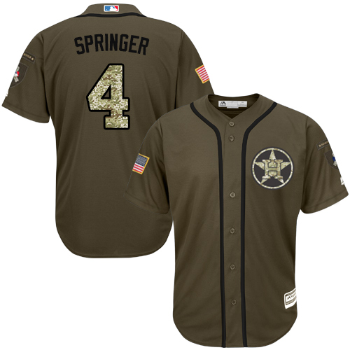 Youth Majestic Houston Astros #4 George Springer Authentic Green Salute to Service MLB Jersey