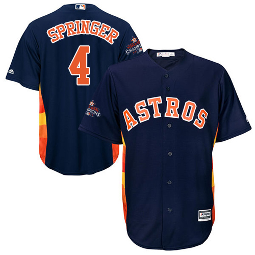 Youth Majestic Houston Astros #4 George Springer Authentic Navy Blue Alternate 2017 World Series Champions Cool Base MLB Jersey