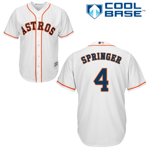 Youth Majestic Houston Astros #4 George Springer Authentic White Home Cool Base MLB Jersey