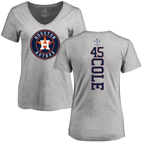 MLB Women's Nike Houston Astros #45 Gerrit Cole Ash Backer T-Shirt