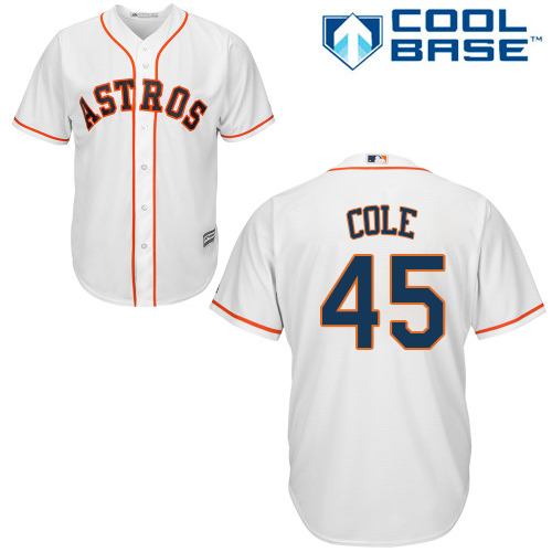 Men's Majestic Houston Astros #45 Gerrit Cole Replica White Home Cool Base MLB Jersey