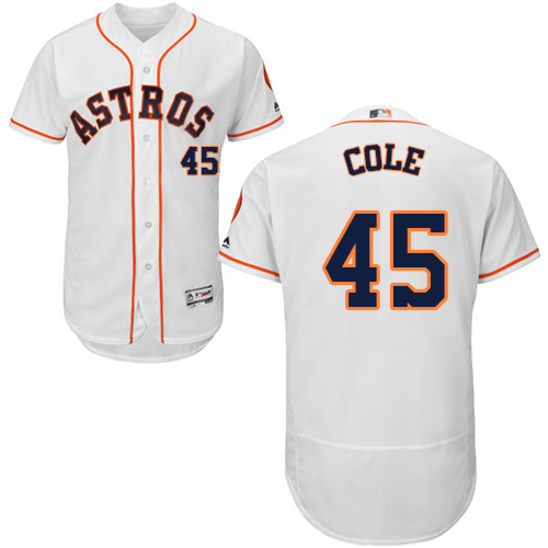 Men's Majestic Houston Astros #45 Gerrit Cole White Home Flex Base Authentic Collection MLB Jersey