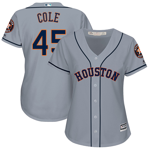 Women's Majestic Houston Astros #45 Gerrit Cole Authentic Grey Road Cool Base MLB Jersey