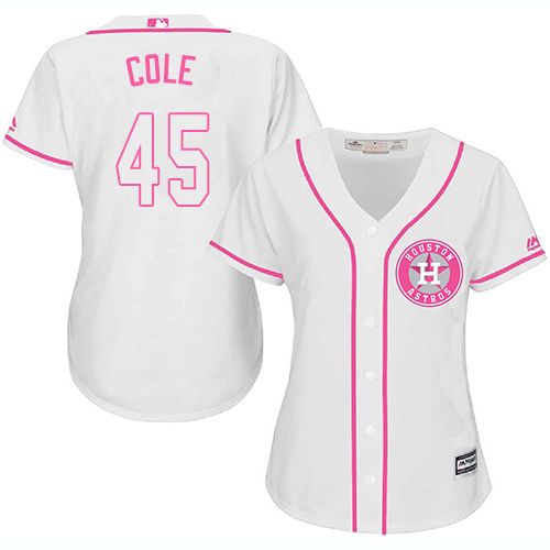 Women's Majestic Houston Astros #45 Gerrit Cole Authentic White Fashion Cool Base MLB Jersey