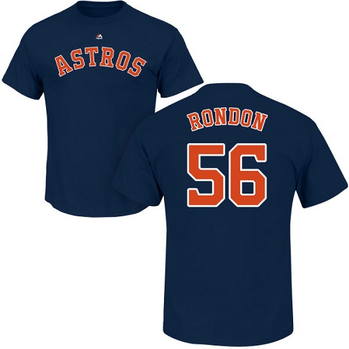 MLB Nike Houston Astros #56 Hector Rondon Navy Blue Name & Number T-Shirt