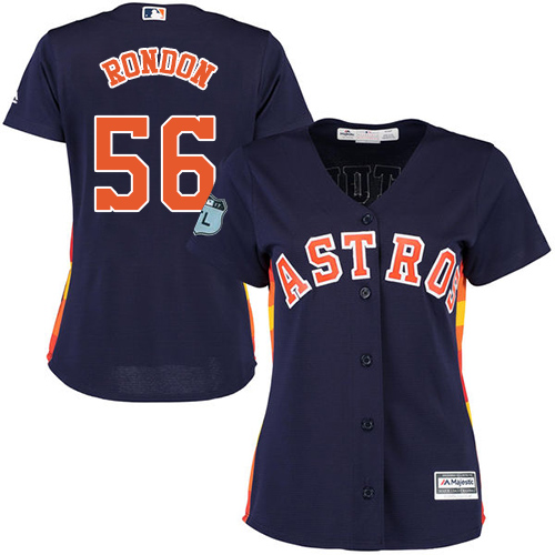 Women's Majestic Houston Astros #56 Hector Rondon Authentic Navy Blue Alternate Cool Base MLB Jersey