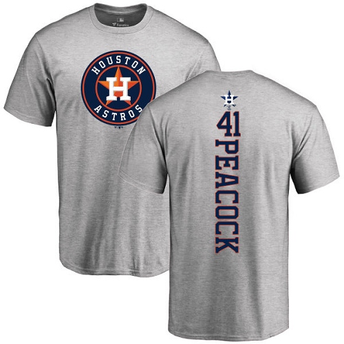 MLB Nike Houston Astros #41 Brad Peacock Ash Backer T-Shirt