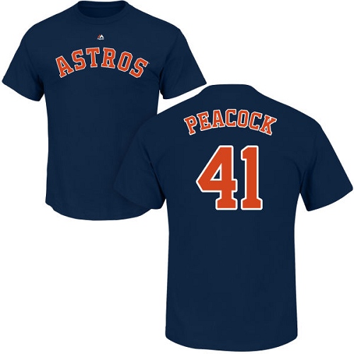 MLB Nike Houston Astros #41 Brad Peacock Navy Blue Name & Number T-Shirt